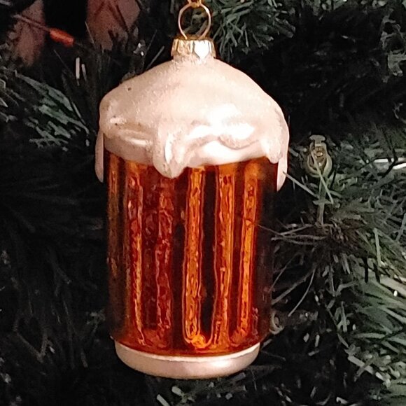 Beer Stein Glass Ornament Christmas Beer Ornament Frothy Foam Topper - Picture 5 of 6